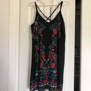 Black floral printed summer dress